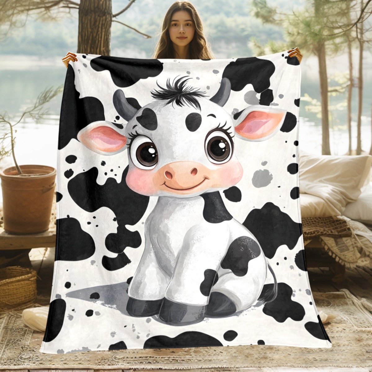 Baby Nursery Animal Theme - Cute Cartoon Cow Black White Spots