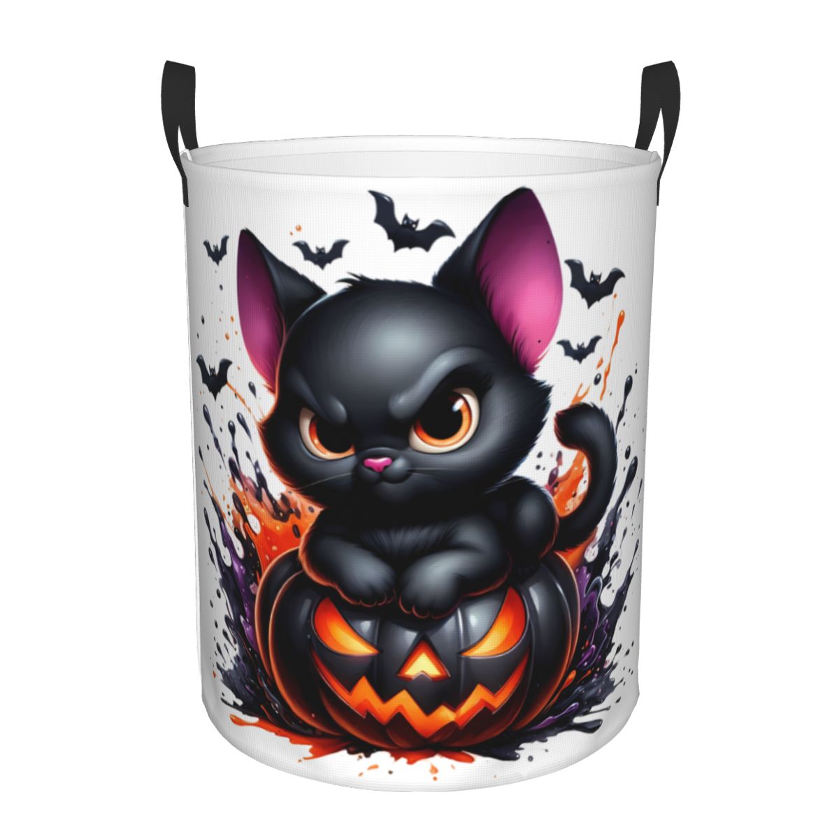 Baby Nursery Hamper - Halloween Black Cat Pumpkins Laundry Basket