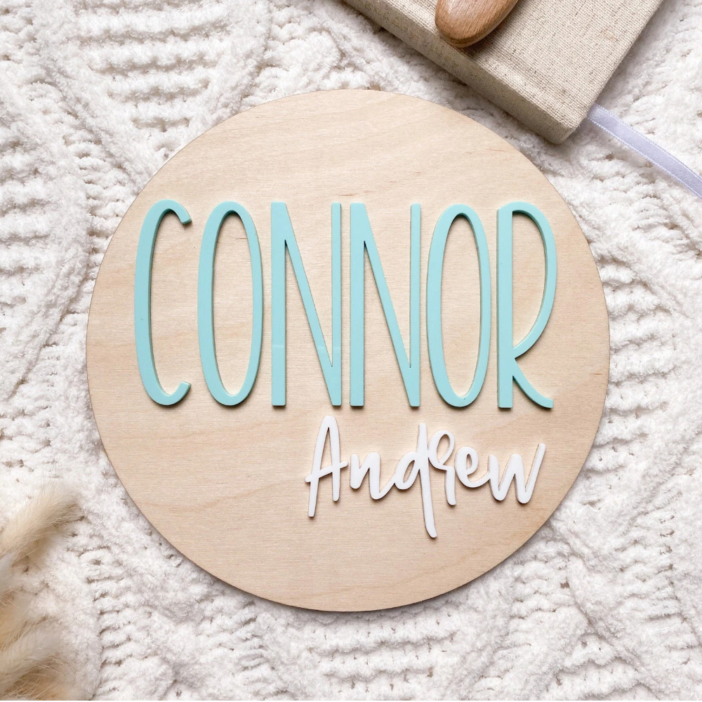 Baby Nursery Letters - Personalised Birth Announcement Plaque - Wood
