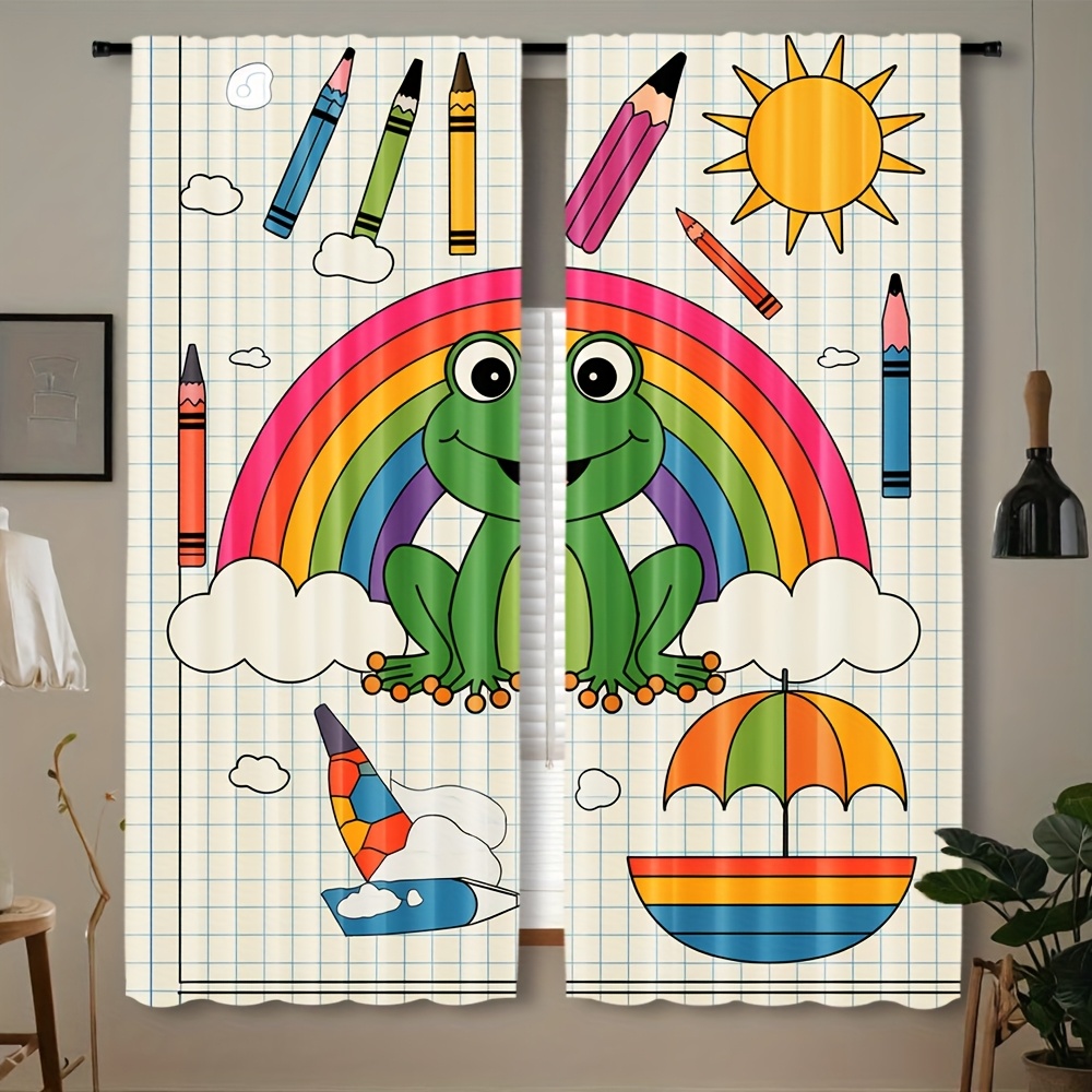 Baby Nursery Animal Theme - Cute Rainbow Frog Curtain Window Decoration