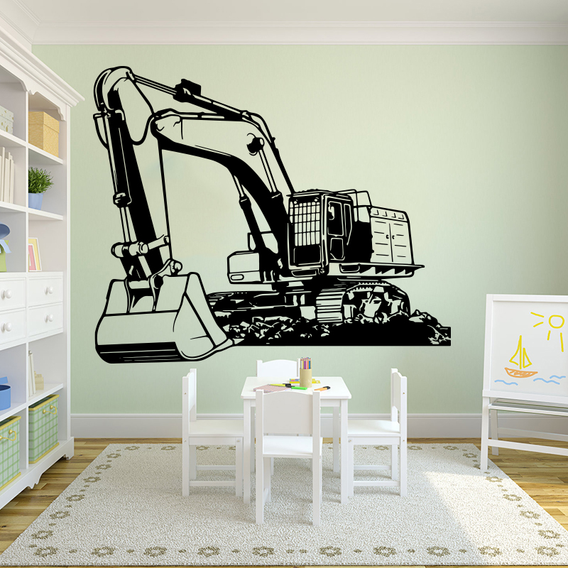 Baby Nursery Stickers - Large Heavy Equipmen Excavator Digger Wall