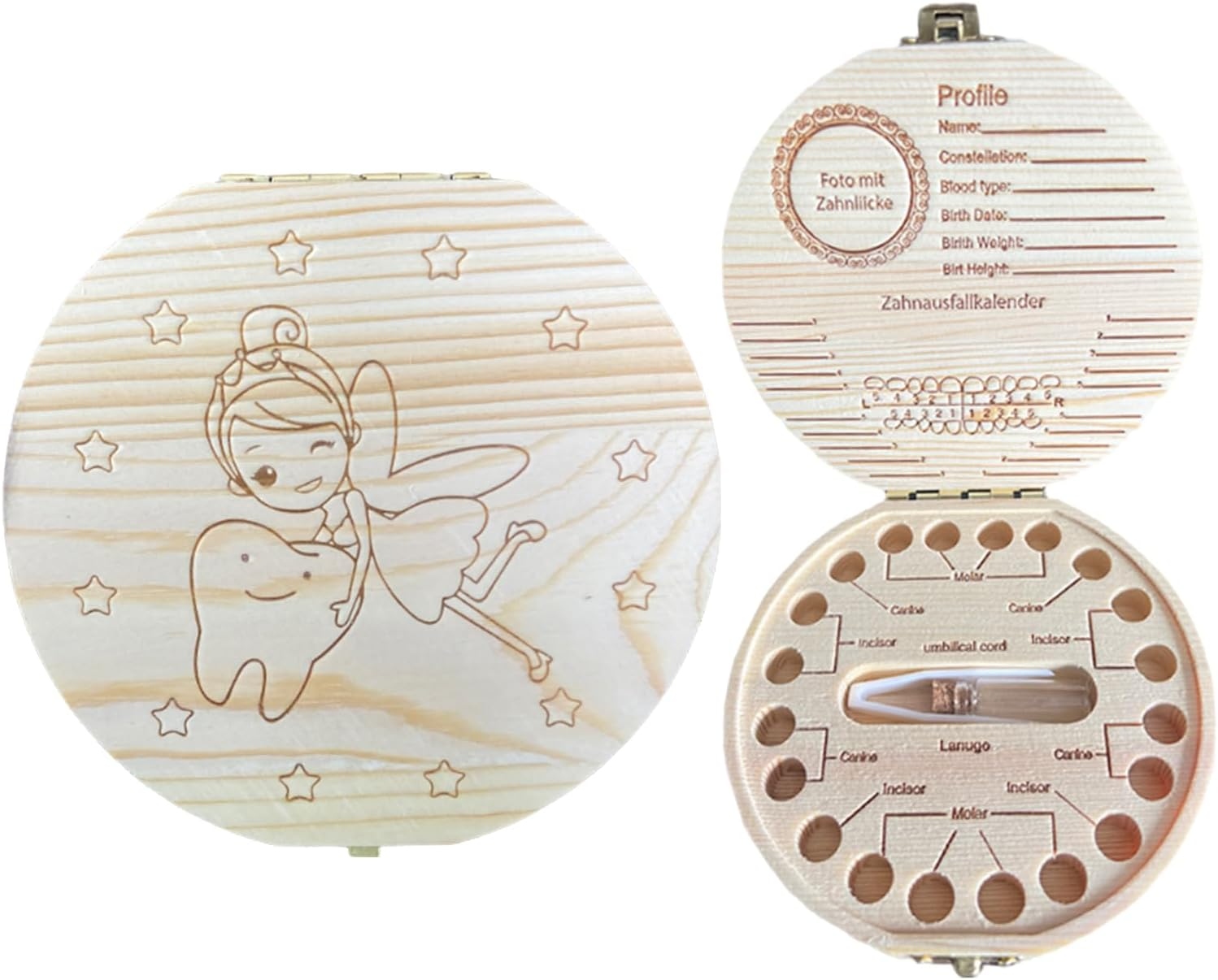 Baby Keepsake Box - Wooden Milk Tooth Keepsake Box -