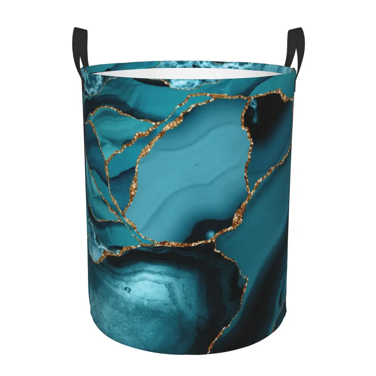Baby Nursery Hamper - Custom Teal And Gold Marble Landscape