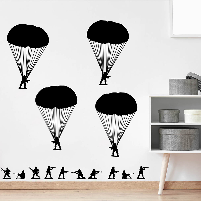 Baby Nursery Vinyl Wall Stickers - Army Men Soldiers Paratroopers Wall Sticker