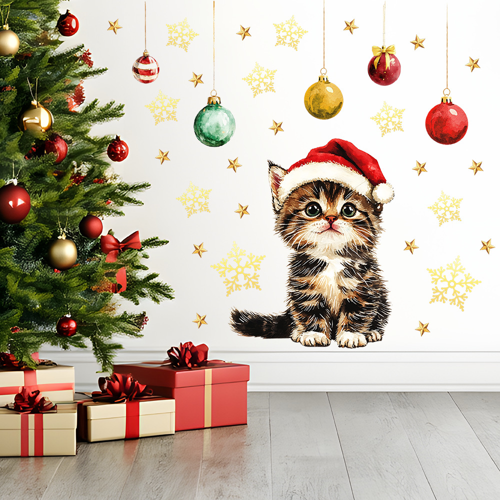 Baby Nursery Vinyl Wall Stickers - Cute Christmas Pets Wall Stickers Removable