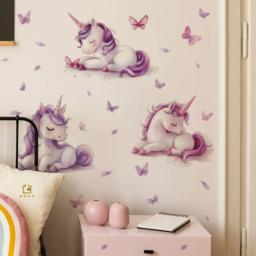Baby Nursery Vinyl Wall Stickers - Cartoon Fantasy Unicorn Wall Sticker DIY