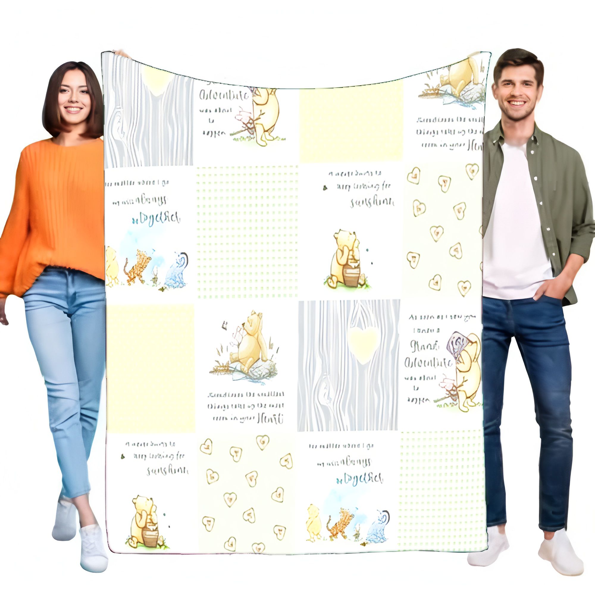 Baby Nursery Winnie The Pooh - Winnie the Pooh Colorful Patchwork Blanket