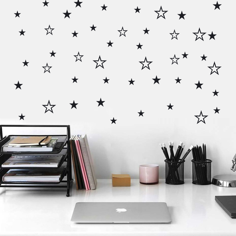 Baby Nursery Stickers - Mixed Size Hollow Solid Stars Wall