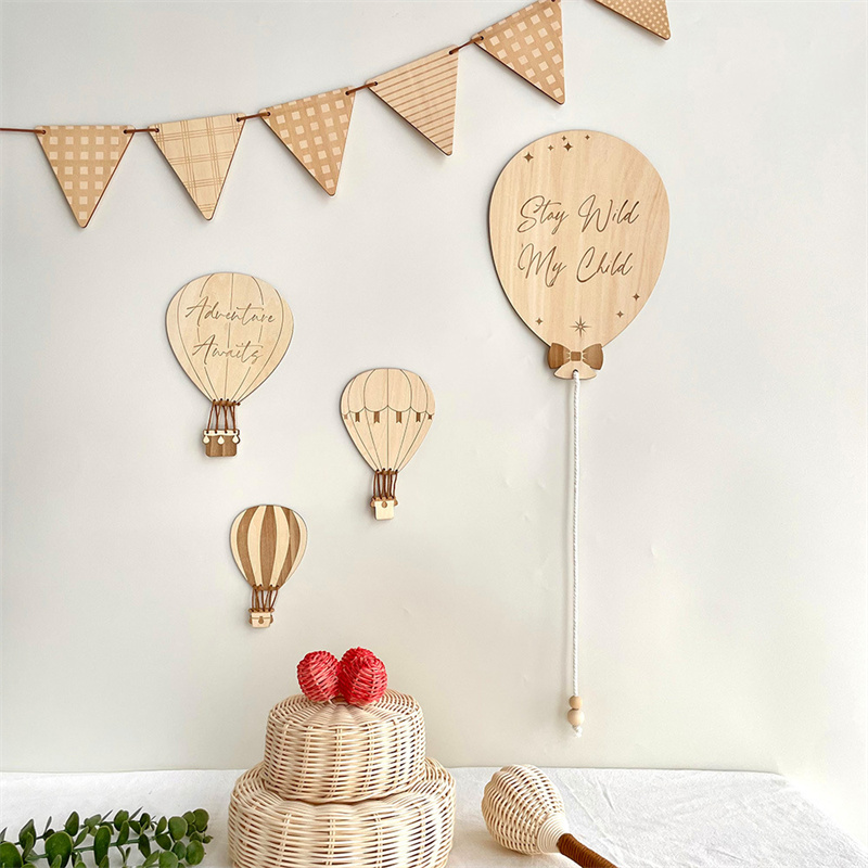 Baby Nursery Decor Girl - INS Nordic Wooden Hot Air Balloon