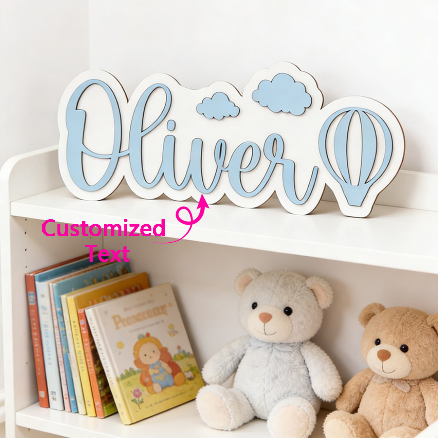 Baby Nursery Letters - Personalized Hot Air Balloon & Cloud