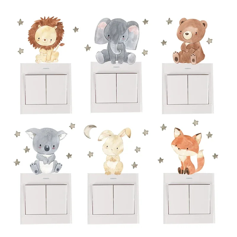 Baby Nursery Stickers - 1/2/4/6set Cartoon Animals Wall Stickers For