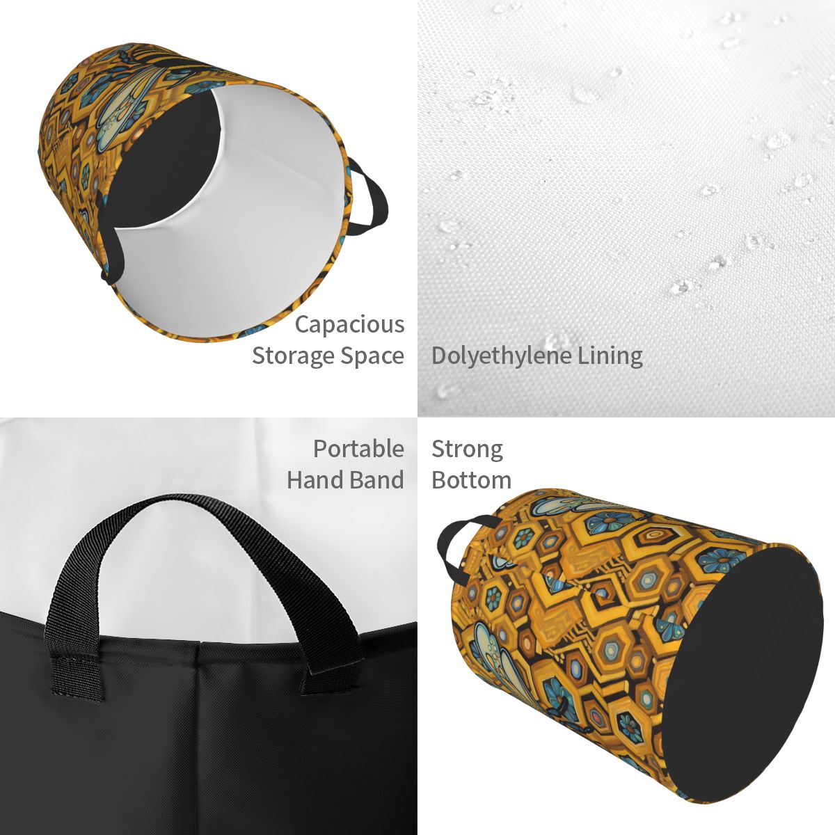 Bee And Honeycomb Print Laundr - Baby Nursery Hamper recension och pris