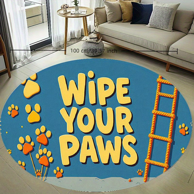 Round Paw Print Nursery Rug Cu - Baby Nursery Animal Theme recension och pris
