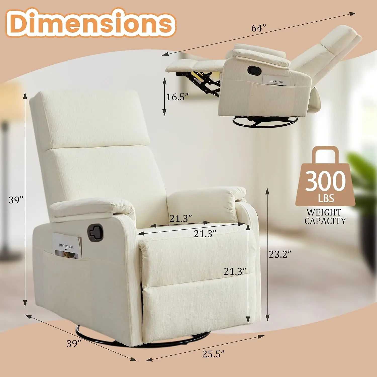 Korser Recliner Chair, Swivel  - Rocking Chair Nursery recension och pris