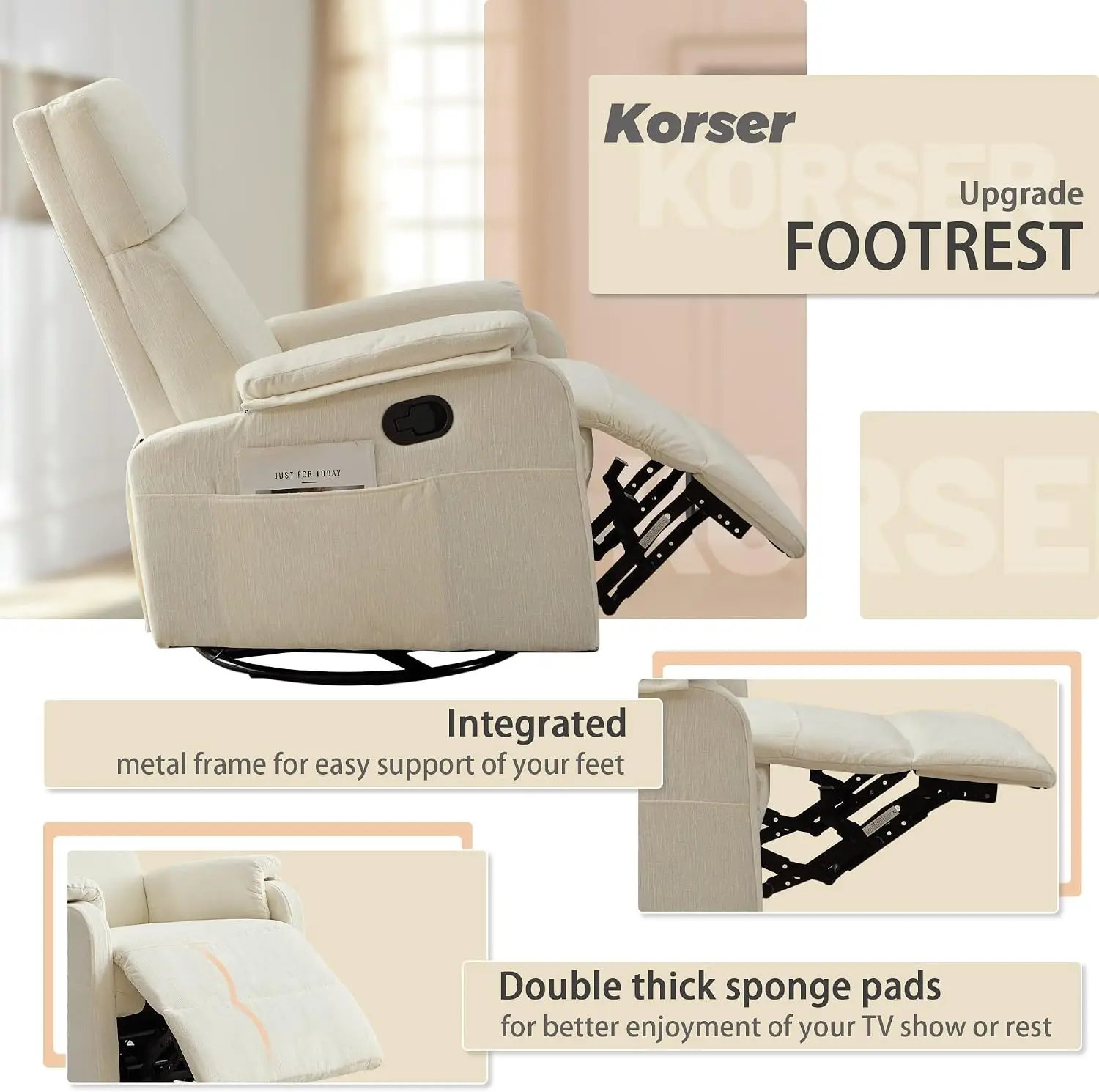 Korser Recliner Chair, Swivel  - Rocking Chair Nursery recension och pris