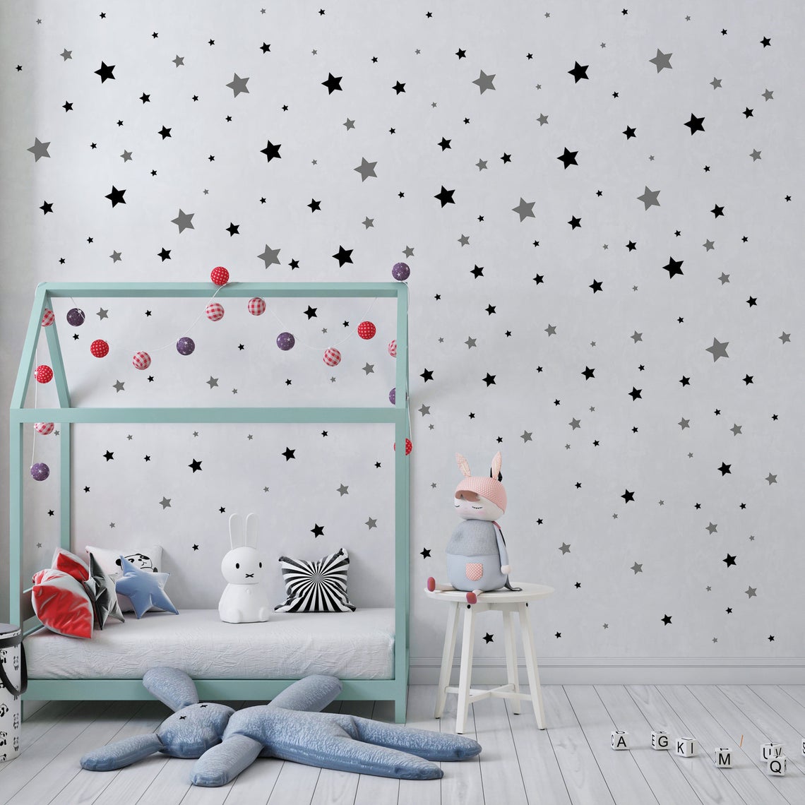 Cartoon 65Pcs Star Wall Sticke - Baby Nursery Stickers recension och pris