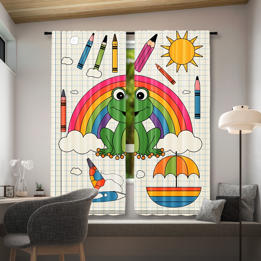 Cute Rainbow Frog Curtain Wind - Baby Nursery Animal Theme recension och pris