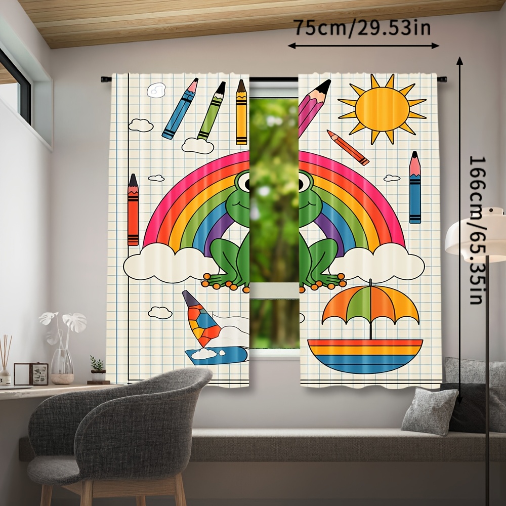 Cute Rainbow Frog Curtain Wind - Baby Nursery Animal Theme recension och pris