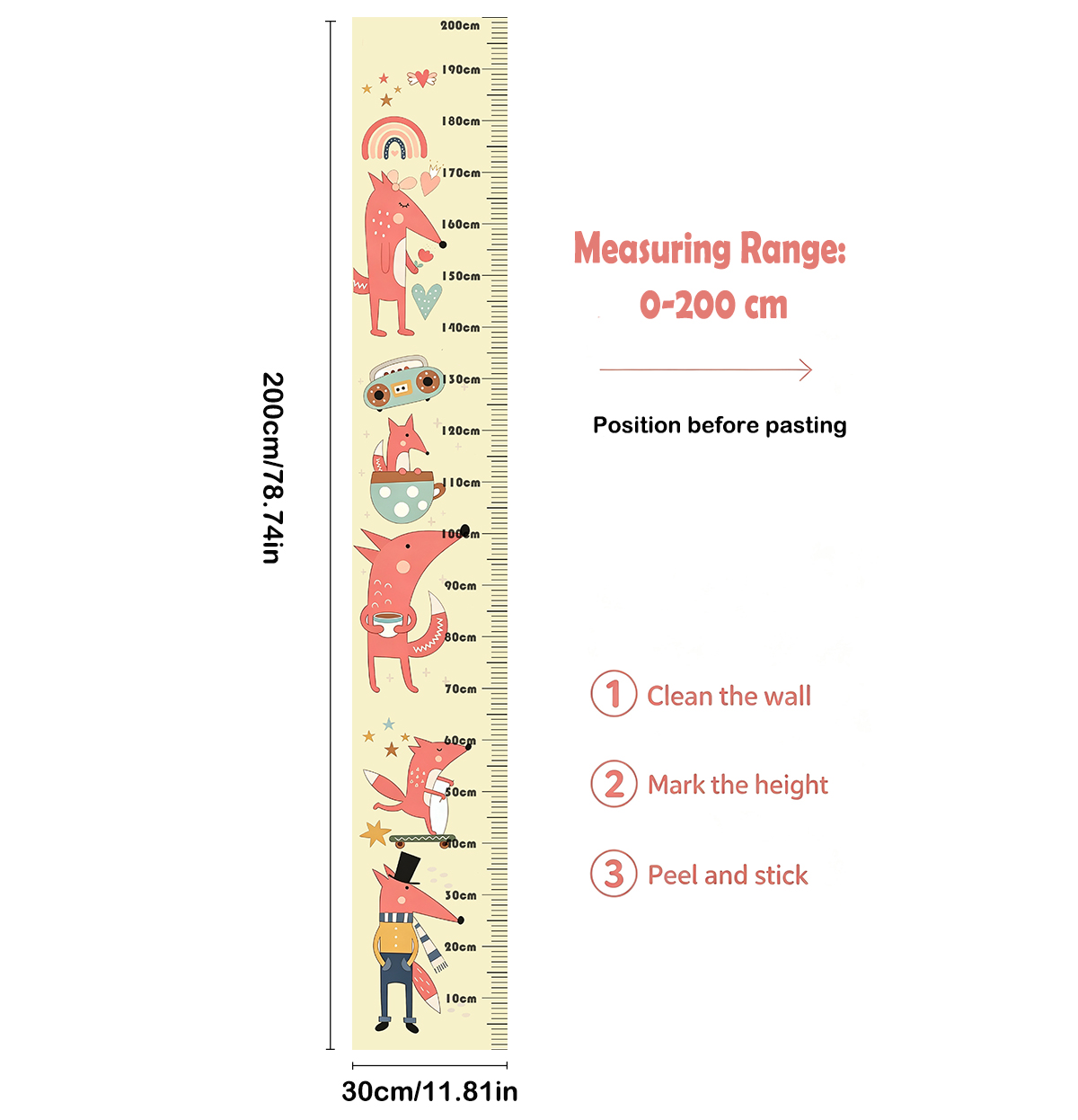 Lovely Animal Fox Kids Height  - Baby Nursery Stickers recension och pris