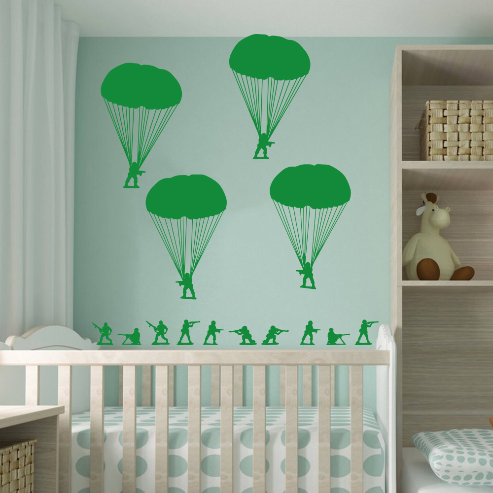 Army Men Soldiers Paratroopers - Baby Nursery Vinyl Wall Stickers recension och pris