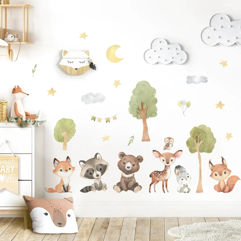 Forest Animals Theme Bear Deer - Baby Nursery Animal Theme recension och pris