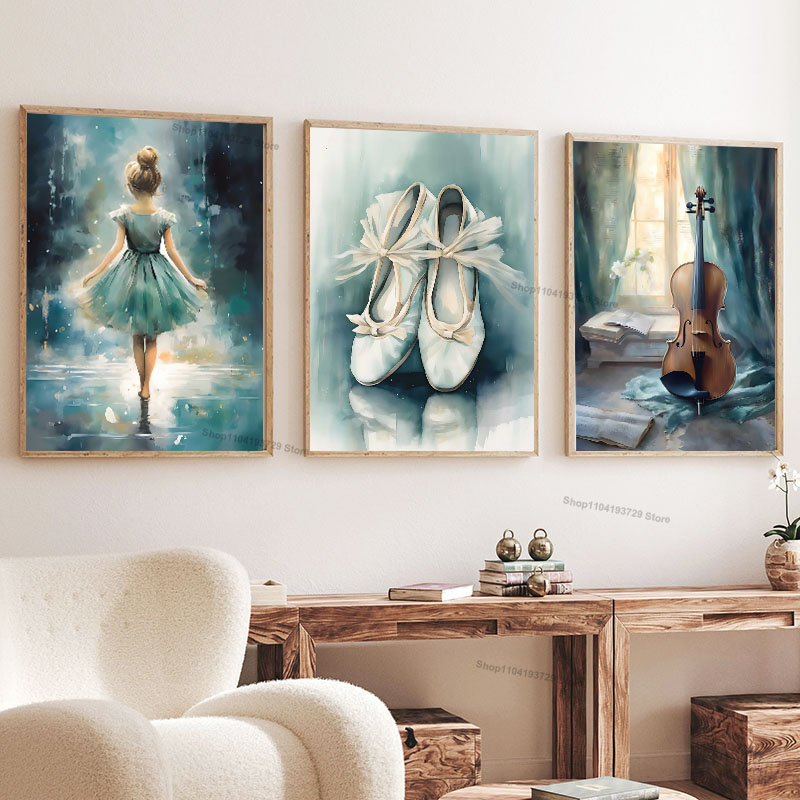 Watercolor Ballet Girl Shoes C - Baby Nursery Decor Girl recension och pris