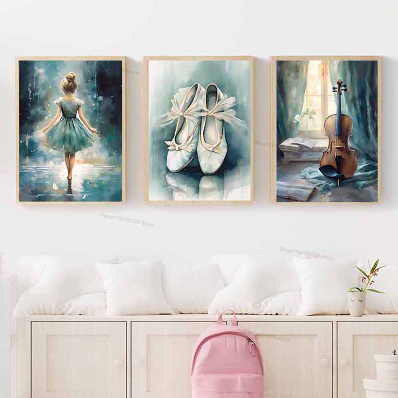 Watercolor Ballet Girl Shoes C - Baby Nursery Decor Girl recension och pris