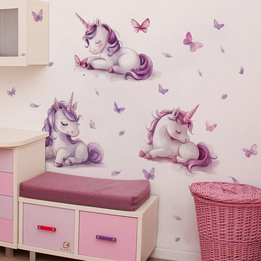 Cartoon Fantasy Unicorn Wall S - Baby Nursery Vinyl Wall Stickers recension och pris