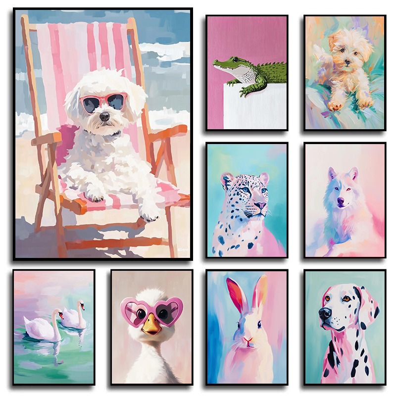 Pastel Animal Canvas Wall Art  - Baby Nursery Animal Theme recension och pris