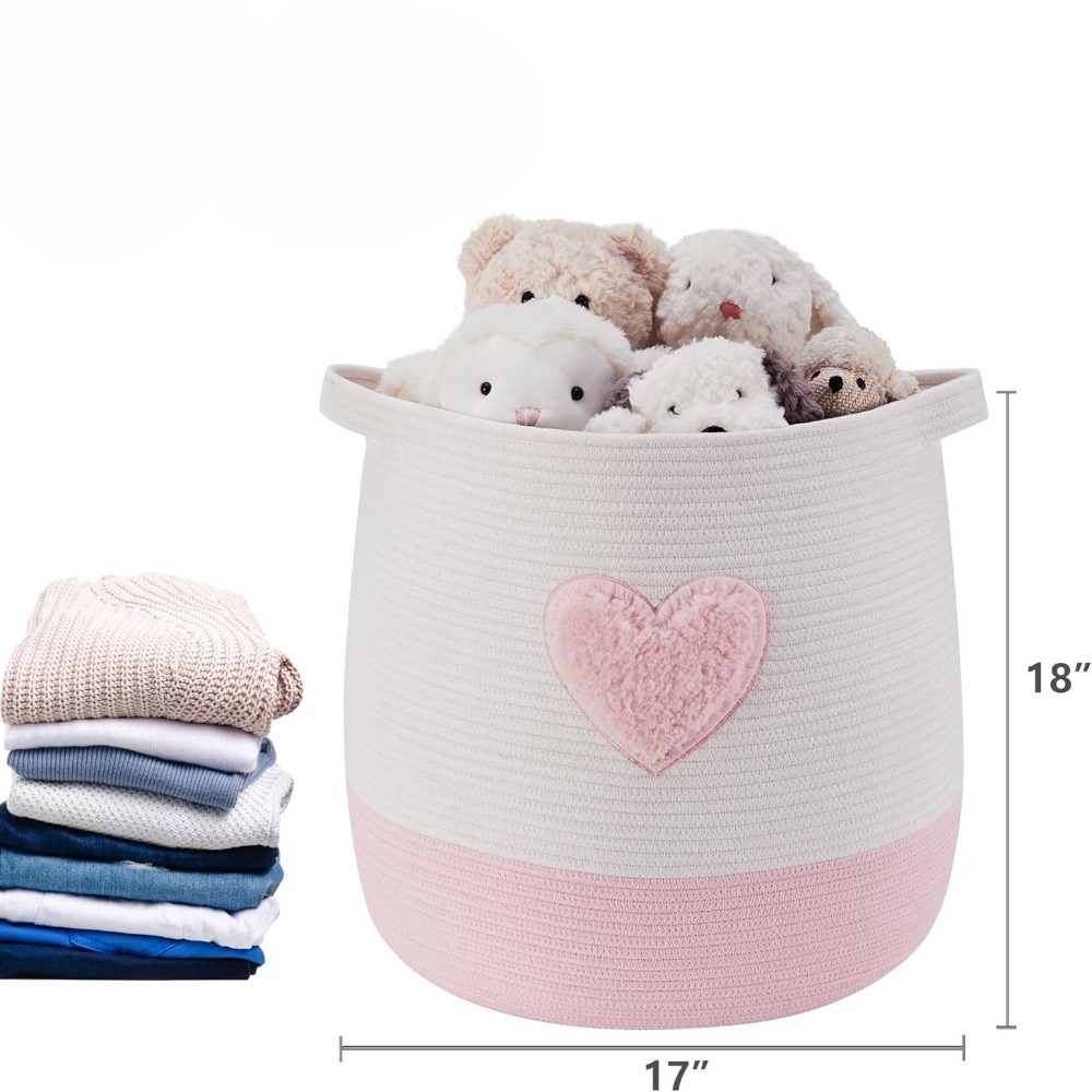 Pink Laundry Basket Hamper for - Baby Nursery Pink recension och pris