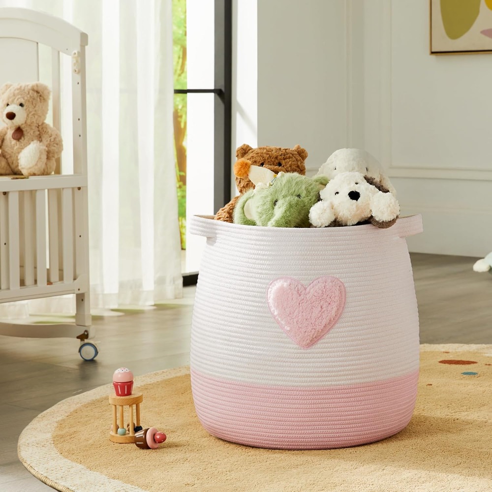 Pink Laundry Basket Hamper for - Baby Nursery Pink recension och pris