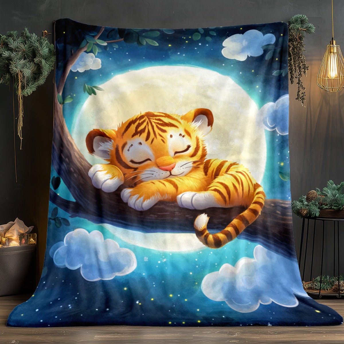 Cute sleeping tiger on tree br - Baby Nursery Animal Theme recension och pris