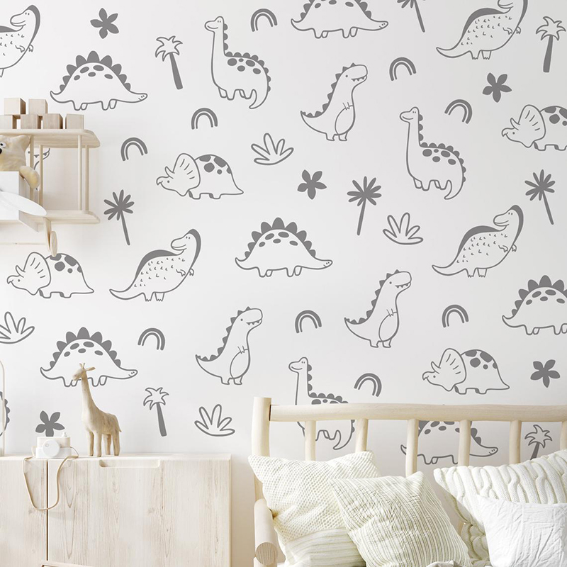 Geometric Dinosaur Tree Rainbo - Baby Nursery Vinyl Wall Stickers recension och pris