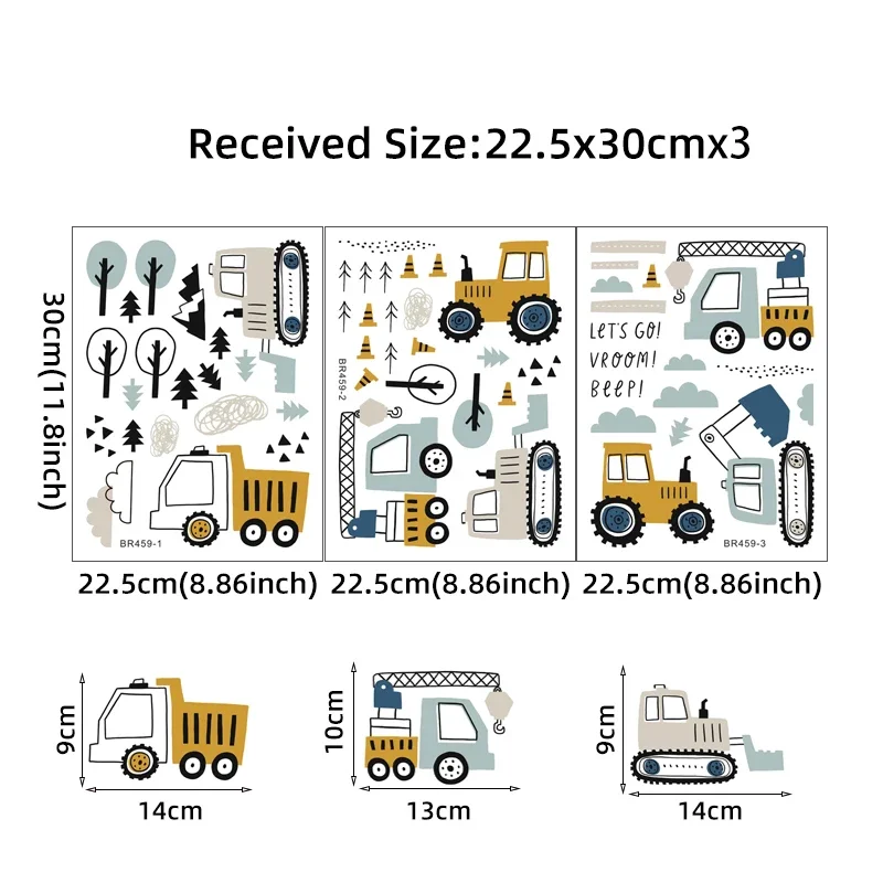 Hand Drawn Cute Cars Cargo Tru - Baby Nursery Stickers recension och pris