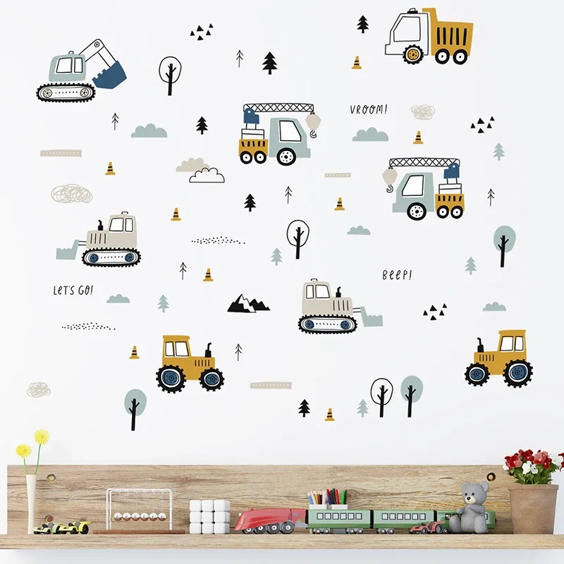 Hand Drawn Cute Cars Cargo Tru - Baby Nursery Stickers recension och pris