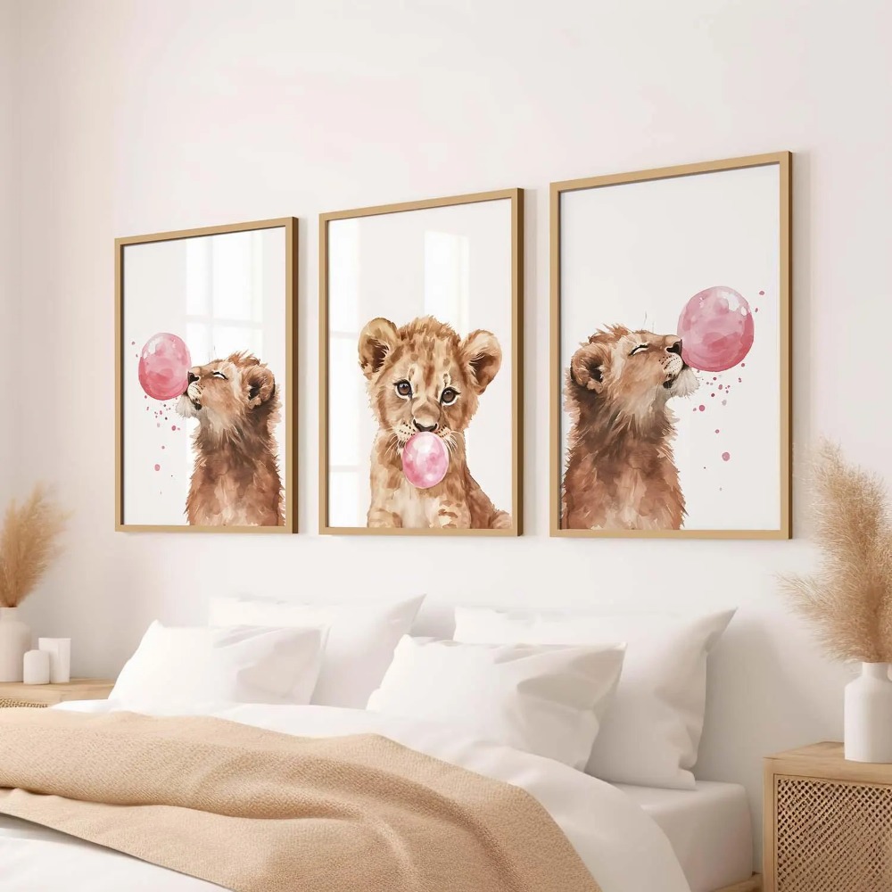 Lion Cub Nursery Wall Art Set  - Baby Nursery Animal Theme recension och pris