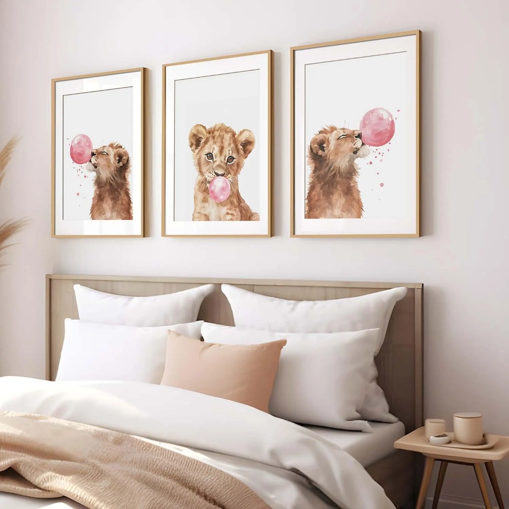 Lion Cub Nursery Wall Art Set  - Baby Nursery Animal Theme recension och pris