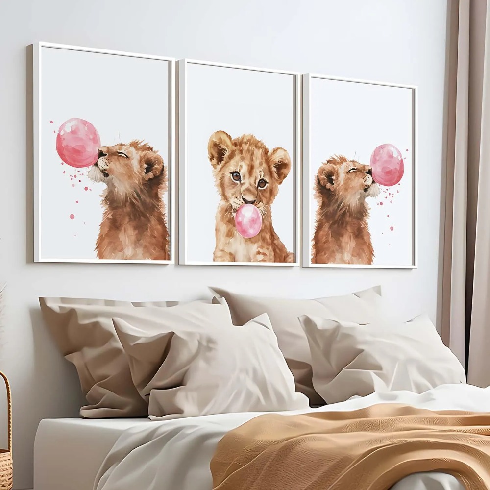 Lion Cub Nursery Wall Art Set  - Baby Nursery Animal Theme recension och pris