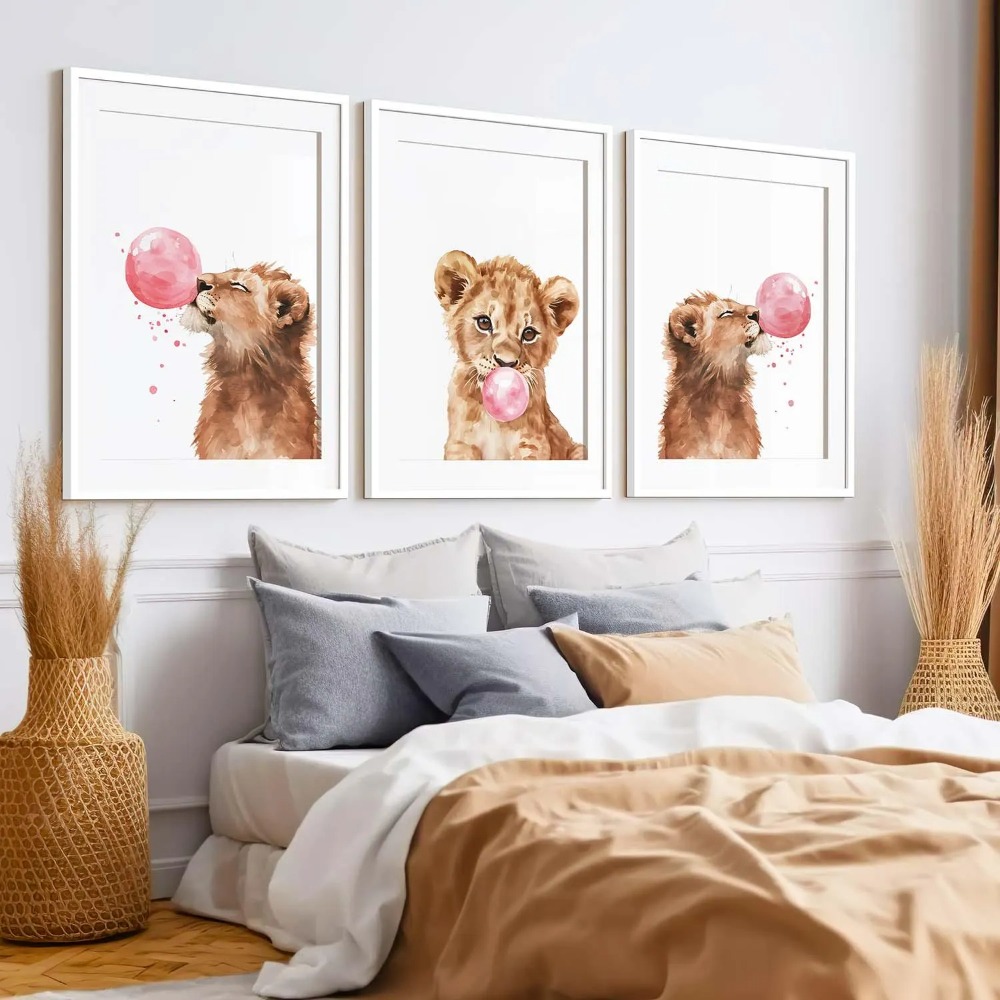 Lion Cub Nursery Wall Art Set  - Baby Nursery Animal Theme recension och pris