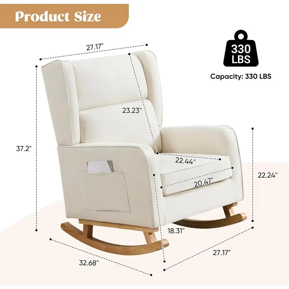 High-Back Solid Wood Rocking C - Rocking Chair Nursery recension och pris