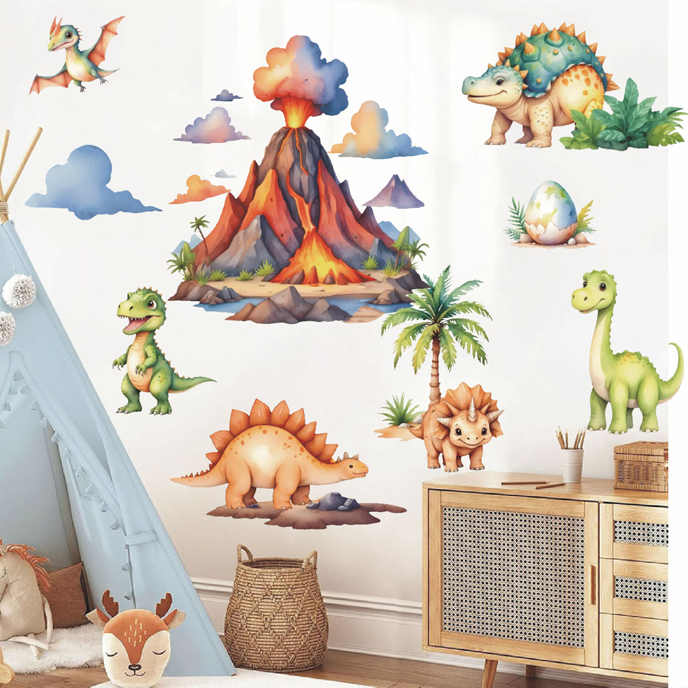 Cartoon Jungle Dinosaur Wall S - Baby Nursery Animal Theme recension och pris