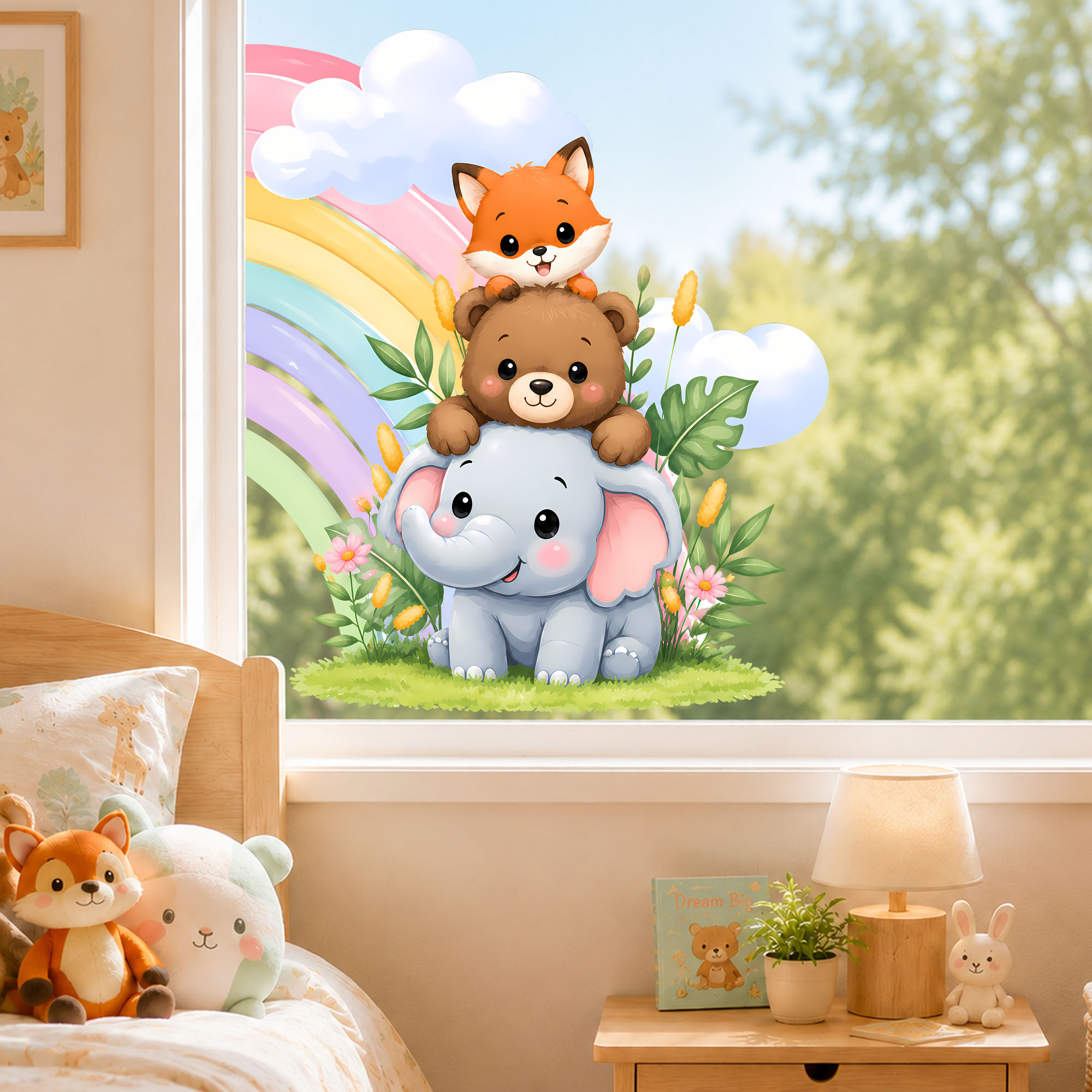 Cute Elephant Bear Fox Window  - Baby Nursery Stickers recension och pris