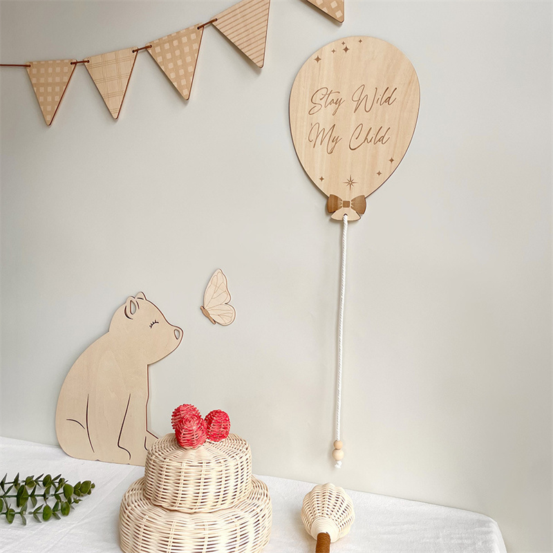INS Nordic Wooden Hot Air Ball - Baby Nursery Decor Girl recension och pris