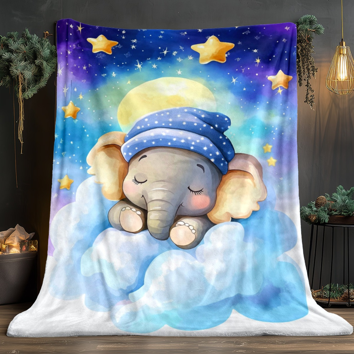 Sleeping Baby Elephant Cloud S - Baby Nursery Animal Theme recension och pris