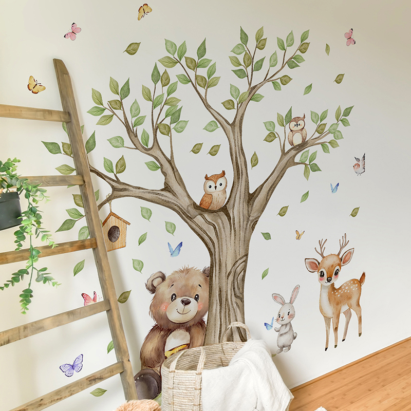 Cartoon Jungle Animals Park Wa - Baby Nursery Vinyl Wall Stickers recension och pris