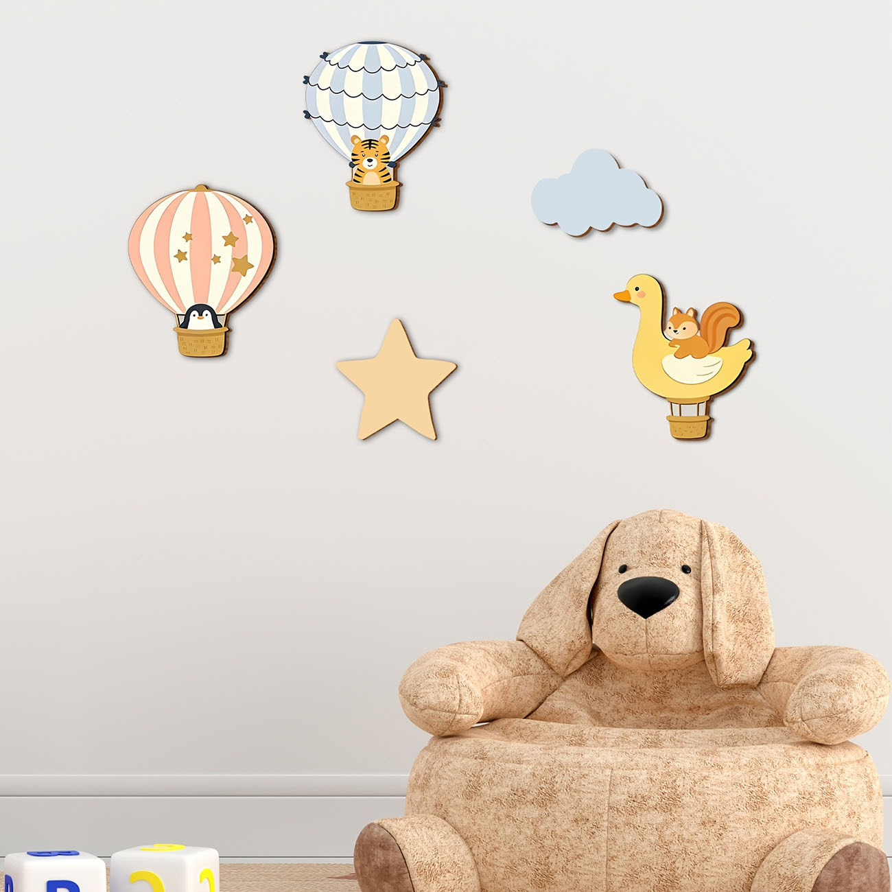 5Pcs Animal Hot Air Balloon Wo - Baby Nursery Stickers recension och pris