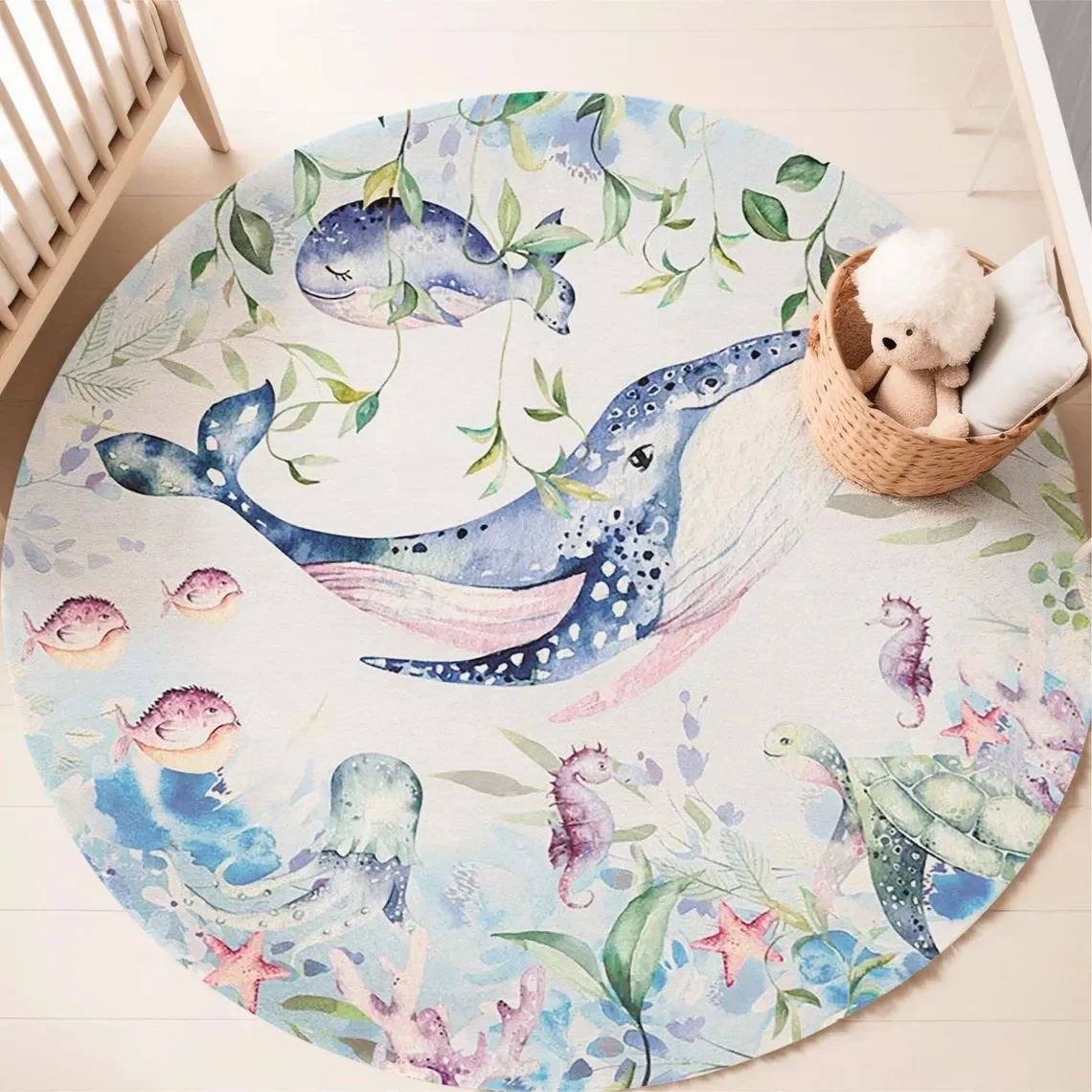 Blue Marine animal Round Carpe - Baby Nursery Letters recension och pris