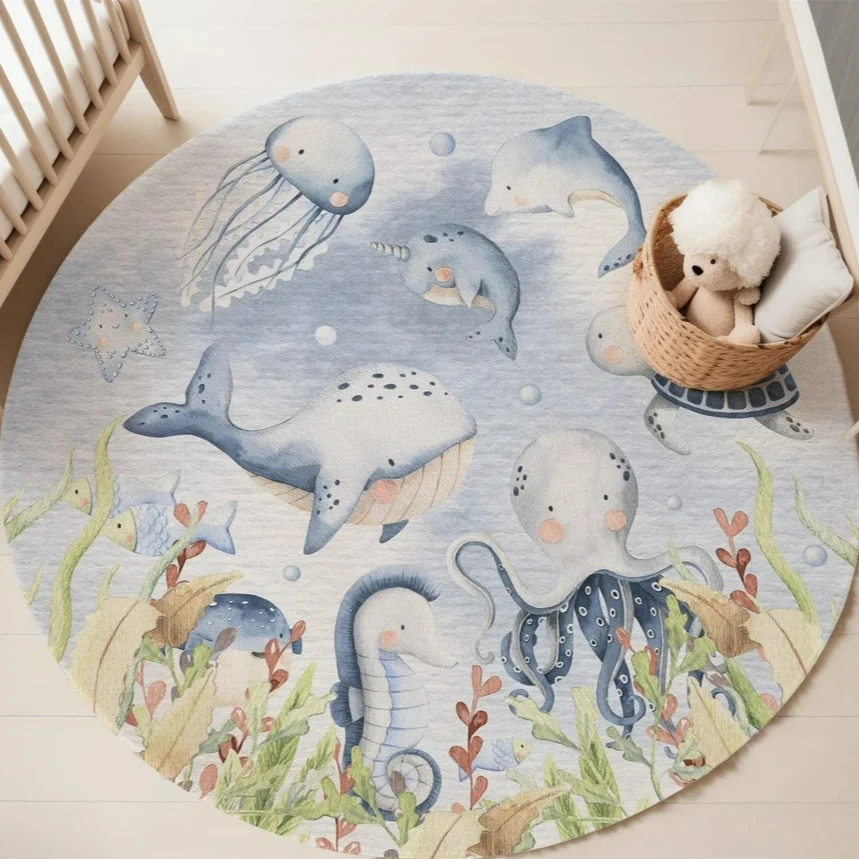 Blue Marine animal Round Carpe - Baby Nursery Letters recension och pris